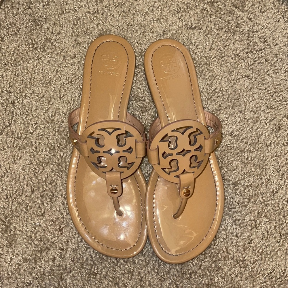 Patent Leather Tan Tory Burch Sandals